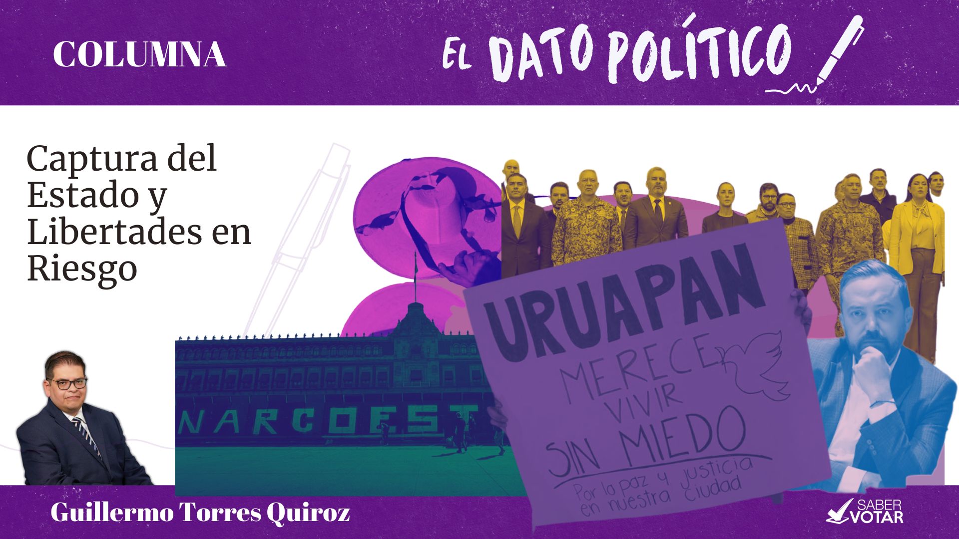 Ilustración del Palacio Nacional representando la captura del Estado y las libertades en riesgo en México