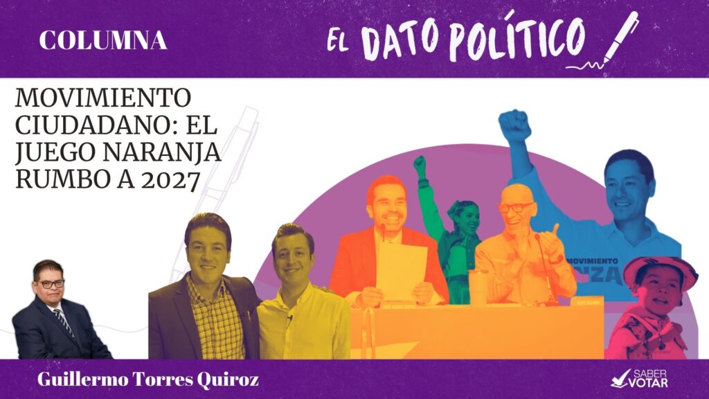 Representación de la estrategia de Movimiento Ciudadano 2027 y su apuesta por competir en gubernaturas clave de México